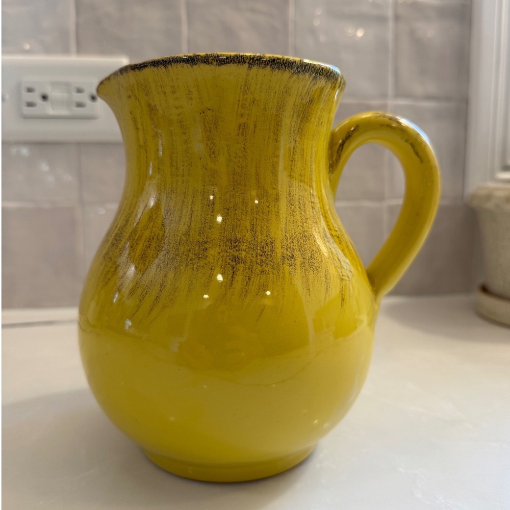 Vintage De Silva Terre d'Umbria Italian Yellow Terra Cotta Pitcher Made in Italy